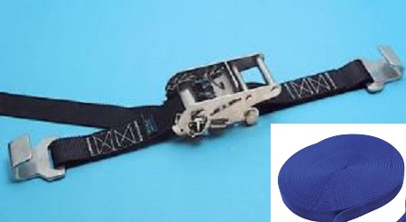 Stainless Ratchet Assmeblies With Flat Hooks And 1" Blue Webbing