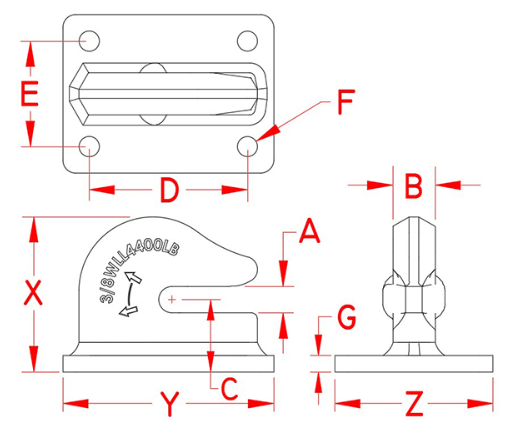 1/4" Grab Hook - Bolt on 1/4" Grab Hook - Bolt on
