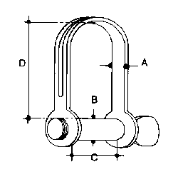 3/16" Stainless Steel Stamped D Shackle 3/16" Stainless Steel Stamped D Shackle