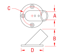 Stainless Steel Round Base Rail Fittings 7/8" - 45 degree Stainless Steel Round Base Rail Fittings 7/8" - 45 degree