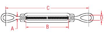 Stainless Steel Turnbuckle (Open Body-Forged) Eye & Eye 1/4