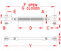 1/4" Stainless Steel Turnbuckle (Open Body-Forged) Jaw & Jaw 1/4" Stainless Steel Turnbuckle (Open Body-Forged) Jaw & Jaw