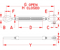 1-1/4" Forged Jaw and Eye Stainless Steel Turnbuckle (Open Body) 1-1/4" Forged Jaw and Eye Stainless Steel Turnbuckle (Open Body)