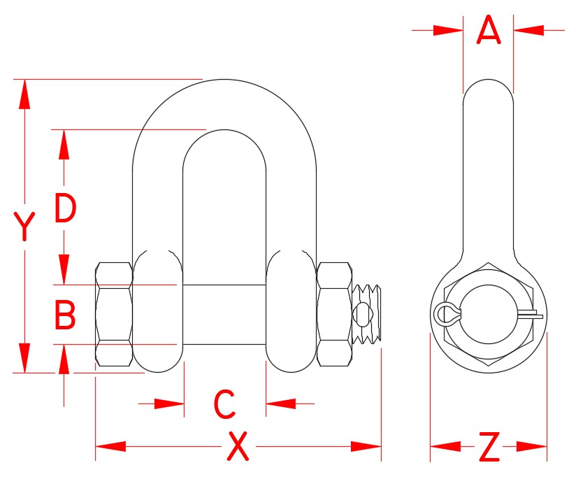 1/4" Stainless Steel Bolt Chain Shackle 1/4" Stainless Steel Bolt Chain Shackle