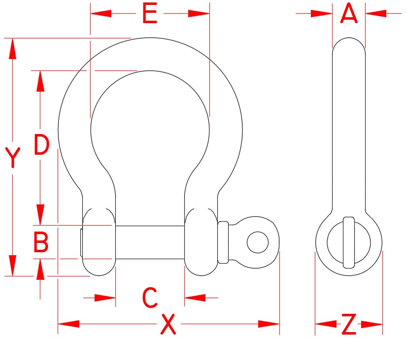 5/32" Stainless Steel Bow Shackle 5/32" Stainless Steel Bow Shackle
