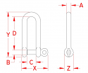 3/16" Stainless Steel Long D Shackle with Captive Pin 3/16" Stainless Steel Long D Shackle with Captive Pin