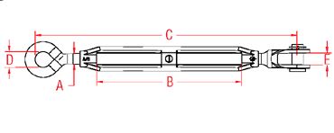 Stainless Steel Turnbuckle (Open Body-Cast) Hook & Eye 3/16