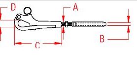 Stainless Steel Pelican Hook (Swage End)(Hook w/Stud) 1/4
