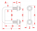 1/2" Stainless Steel Square Trailer U-Bolt - 3.13" Opening, 4.5" Long 1/2" Stainless Steel Square Trailer U-Bolt - 3.13" Opening, 4.5" Long