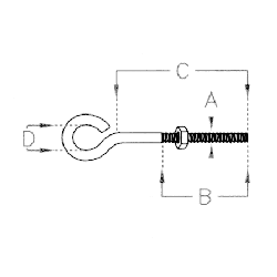 Stainless Steel Eye Bolts, Unwelded 1/4"x 5" Stainless Steel Eye Bolts, Unwelded 1/4"x 5"