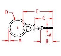 Stainless Steel Ring Eye Bolt, Shoulder 1/4" x 2"