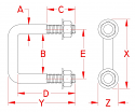 Stainless Steel  Square U-Bolt, 3/8" Stainless Steel  Square U-Bolt, 3/8"