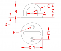 Stainless Steel Round Pad Eye With 2" Diameter Base Stainless Steel Round Pad Eye With 2" Diameter Base