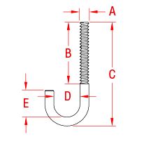 3/16" x 1.88"  Stainless J-Bolt
