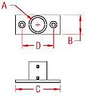 2 Hole Rectangular Base Rail Fitting 7/8 2 Hole Rectangular Base Rail Fitting 7/8